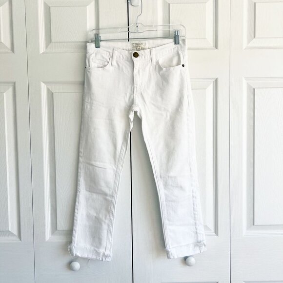Current/Elliott White Denim Zip Fly Cuffed Hem Skinny Jeans Women's Size 24